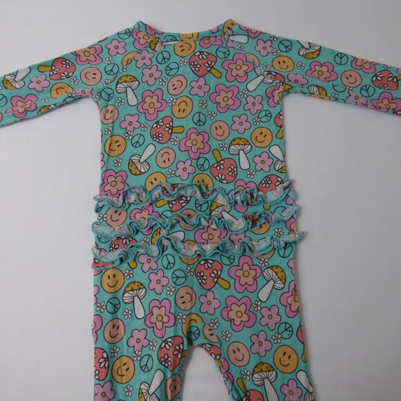 Bums & Roses Bamboo Peace Ruffle Convertible Romper, Size 9-12 Months - Picture 2 of 3